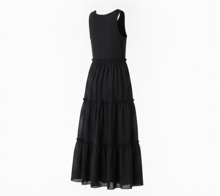 Black Tier Midi Dress