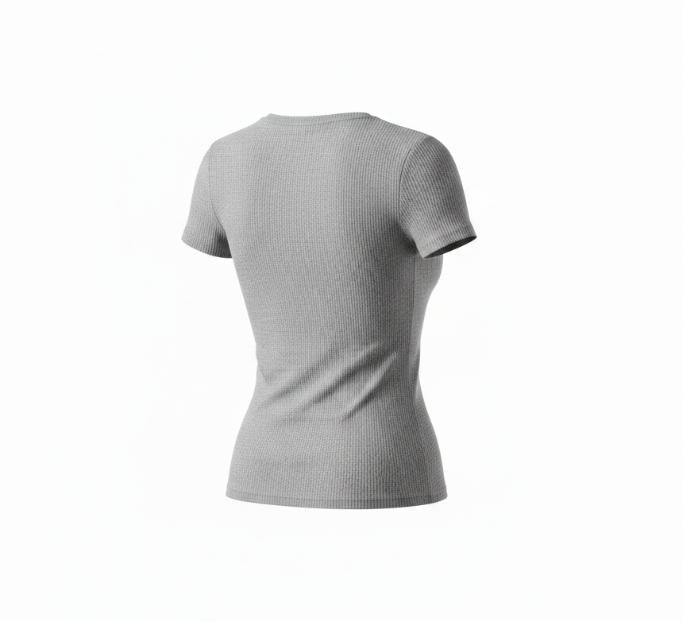 Women's Gray Ribbed Slim T Shirt