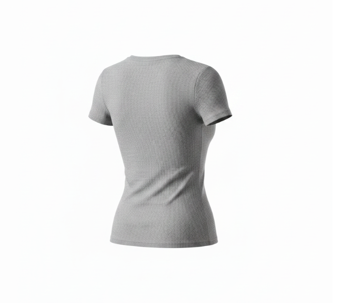 Gray Ribbed Slim T Shirt
