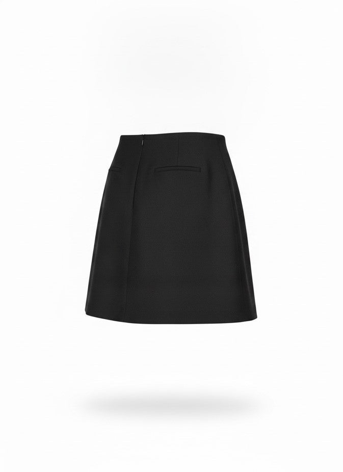 Women's Black Button Mini Skirt