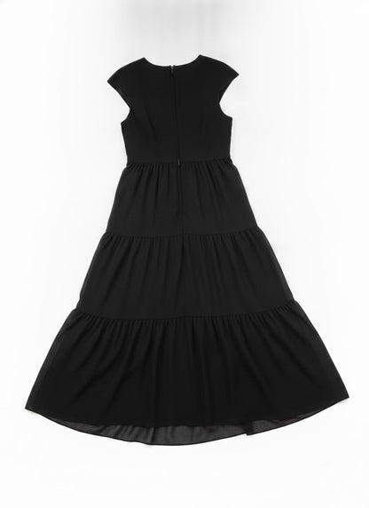 Women's Black Tier Midi Dress