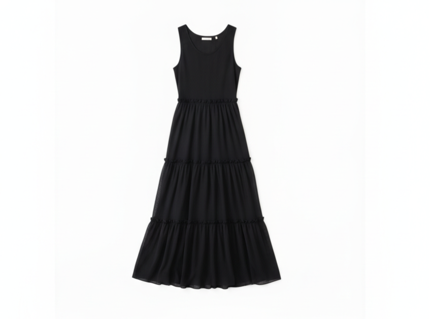 Black Tier Midi Dress