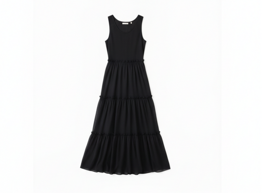 Black Tier Midi Dress
