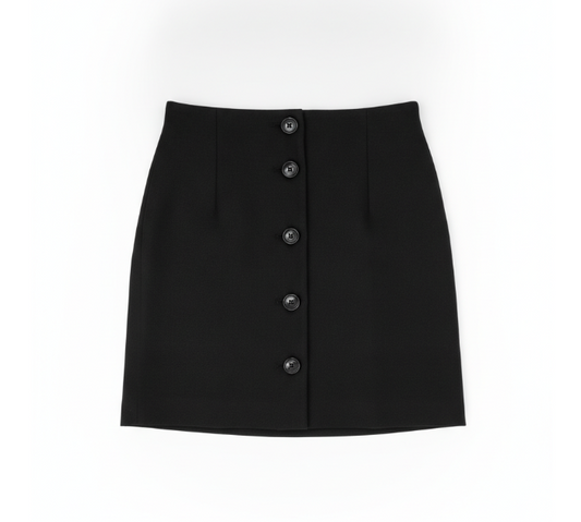 Black Button Mini Skirt