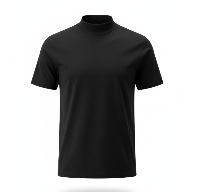 Black Mock Neck T Shirt