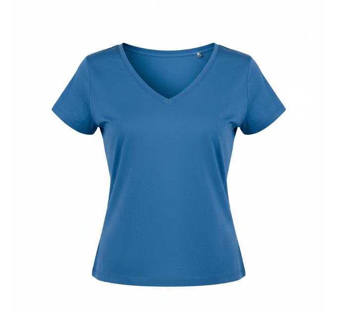 Women's Blue V Neck T Shirt