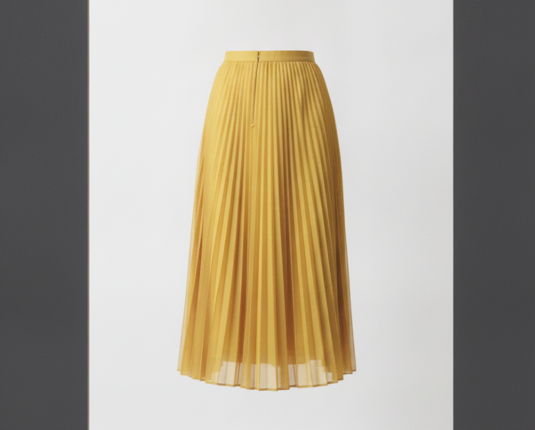 Yellow Pleat Line Skirt