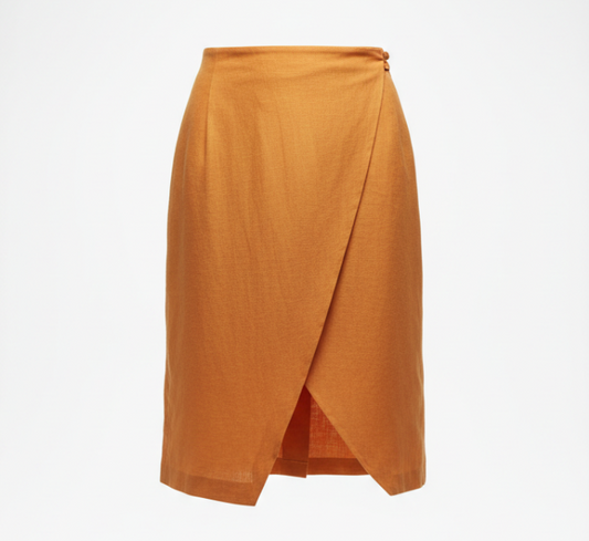 Orange Wrap Front Skirt
