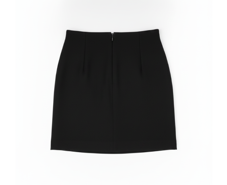 Black Button Mini Skirt