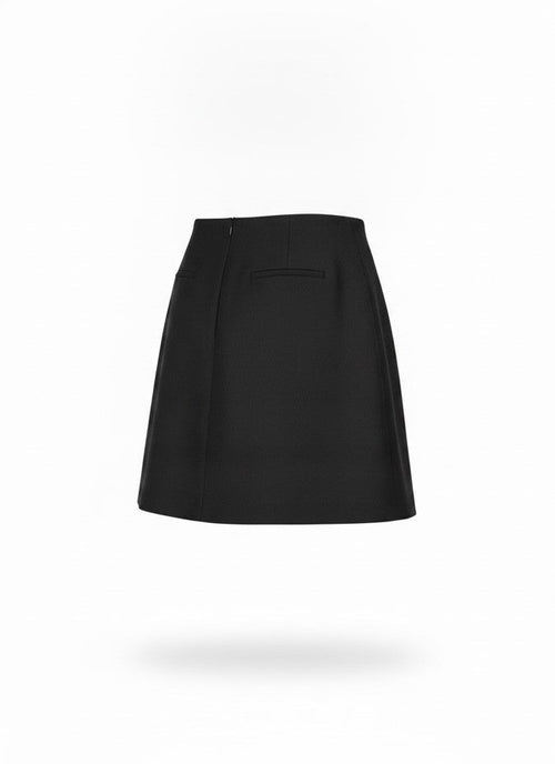Women's Black Button Mini Skirt - Black
