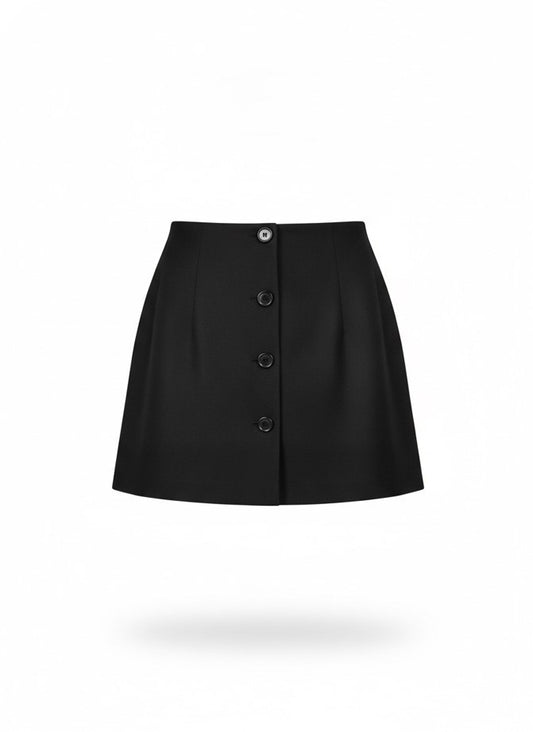 Women's Black Button Mini Skirt