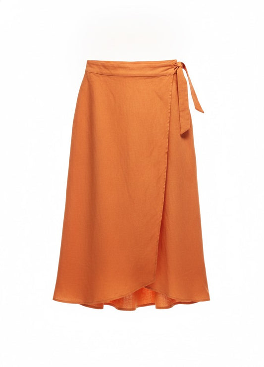 Women's Orange Wrap Front Skirt