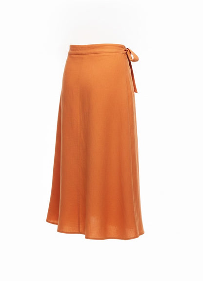 Women's Orange Wrap Front Skirt