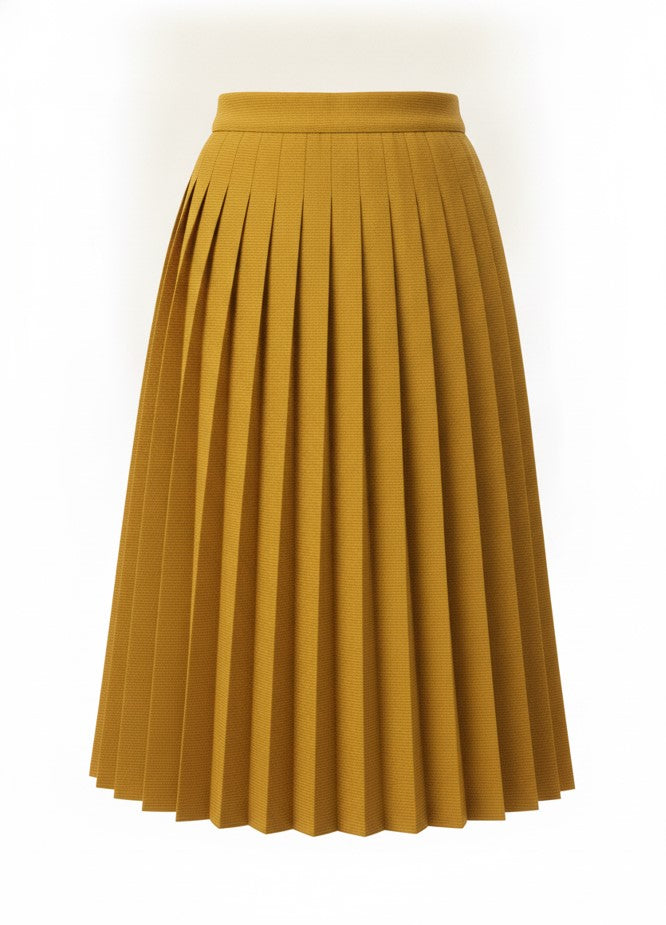 Women's Yellow Pleat Line Skirt