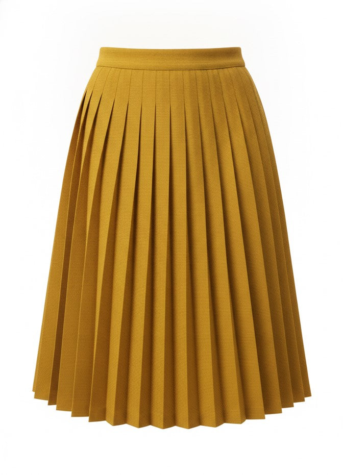 Women's Yellow Pleat Line Skirt