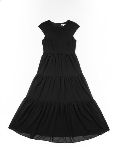 Women's Black Tier Midi Dress