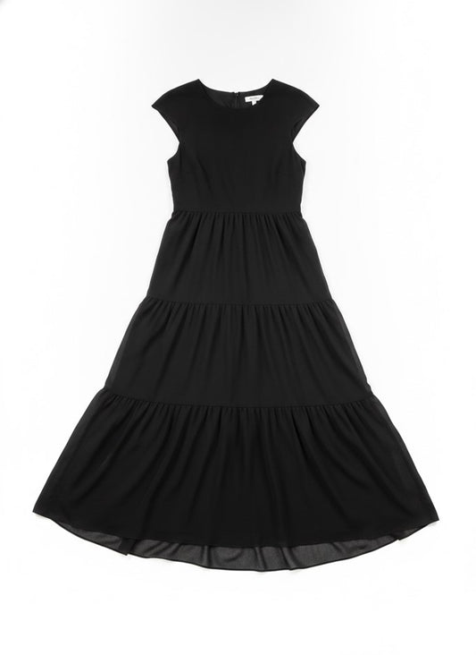 Women's Black Tier Midi Dress